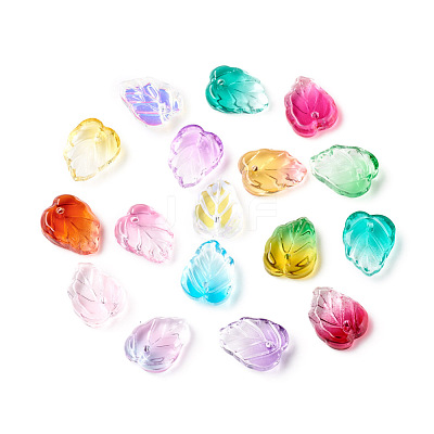 Two-Tone Transparent Glass Charms X-GLAA-H016-15-1