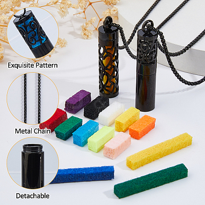 2Pcs 2 Styles Stainless Steel Perfume Bottle Necklaces NJEW-FH0001-30B-1