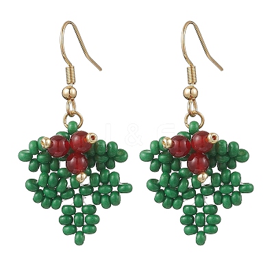 Christmas Handmade Glass Seed Beads Dangle Earrings EJEW-MZ00516-1