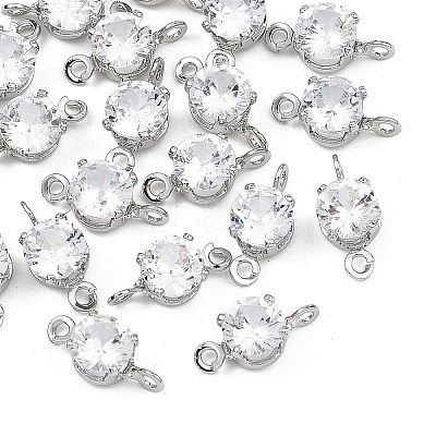 SHEGRACE Brass Pave Cubic Zirconia Flat Round Connector Charms XGRQ2O361-435A-P-1