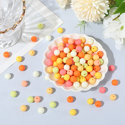 Rubberized Style Imitated Silicone Acrylic Beads MACR-PA0001-06C-03-1