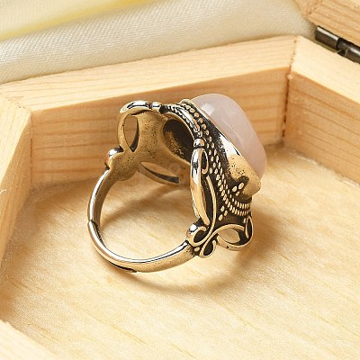 Natural Rose Quartz Adjustable Rings X-RJEW-I108-02AS-03-1