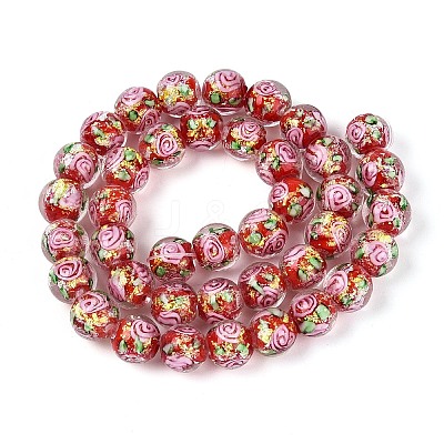 Handmade Foil Glass Beads Strands FOIL-N033-04E-1