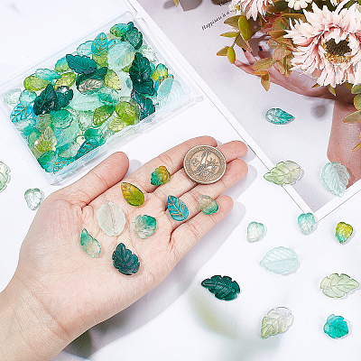 100Pcs 10 Style Transparent Glass Pendants GLAA-SC0001-65-1