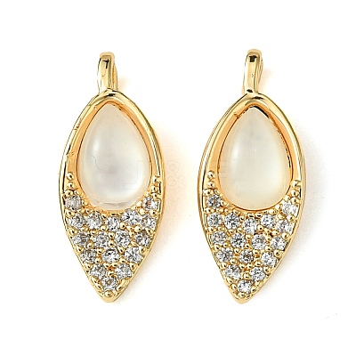 Brass Micro Pave Clear Cubic Zirconia Pendants KK-M277-07A-G-1
