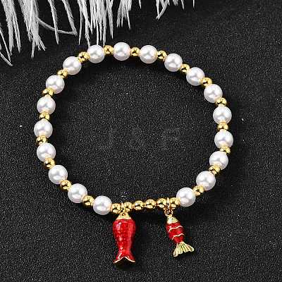 Brass Cubic Zirconia Stretch Bracelets BJEW-K278-03G-1