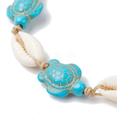 Natural Shell & Synthetic Turquoise Braided Bead Bracelets AJEW-AN00562-02-1