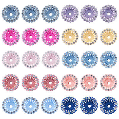 60Pcs Acrylic & Rhinestone Bead Caps MACR-TA0002-78-1