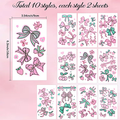 20 Sheets Luminous Water Proof Removable Temporary Tattoos Stickers AJEW-SP0002-81A-1