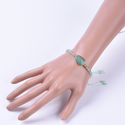 Adjustable Natural Green Aventurine Braided Bead Bracelets BJEW-JB04559-03-1