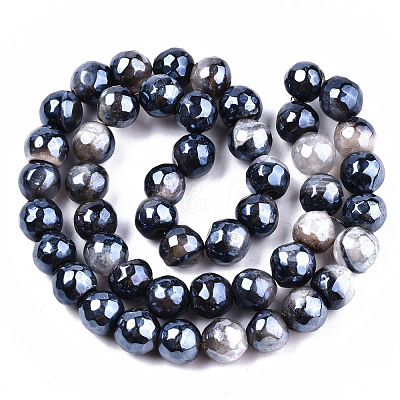 Electroplate Natural Fire Crackle Agate Beads Strands G-T131-54A-1