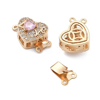 Brass Micro Pave Cubic Zirconia Box Clasps KK-B125-07G-01-1