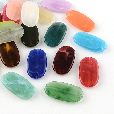 Oval Imitation Gemstone Acrylic Beads X-OACR-R048-M-1