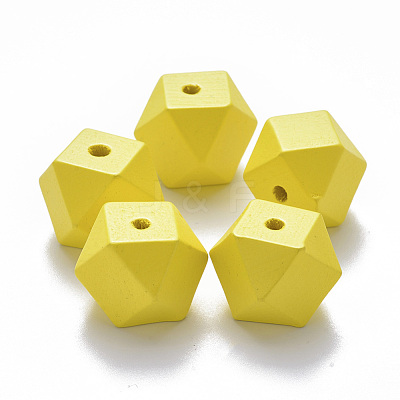 Painted Natural Wood Beads WOOD-Q040-020B-A03-1