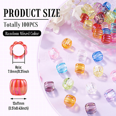 100Pcs UV Plating Transparent Acrylic European Beads TACR-TA0001-93B-1