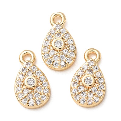 Brass Micro Pave Cubic Zirconia Charms CU-K002-01C-03-1