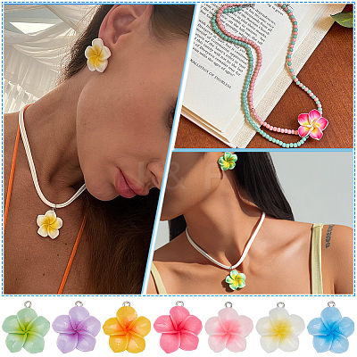 49Pcs 7 Colors Opaque Resin Pendants CRES-PH0001-30-1
