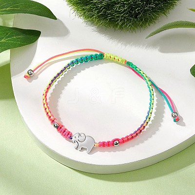 Braided Nylon Cord Adjustable Bracelets BJEW-JB11597-04-1