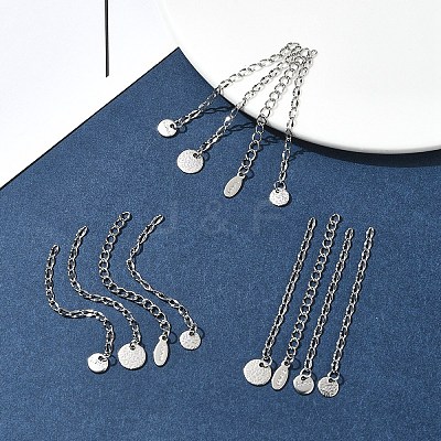12Pcs 4 Styles 304 Stainless Steel Chain Extender FIND-FS0002-96B-1