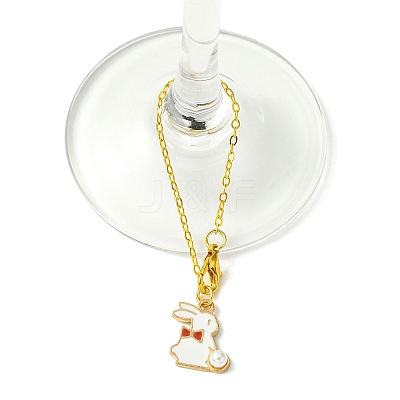 Alloy Enamel Rabbit Cup Pendant Decorations HJEW-JM01753-02-1