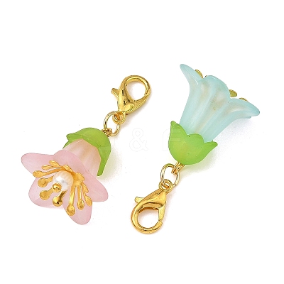 Transparent Acrylic Flower Pendant Decorations HJEW-JM05036-1