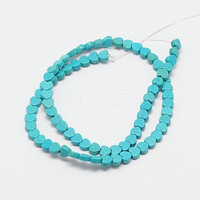 Dyed Synthetical Turquoise Heart Bead Strand G-P083-88B-1