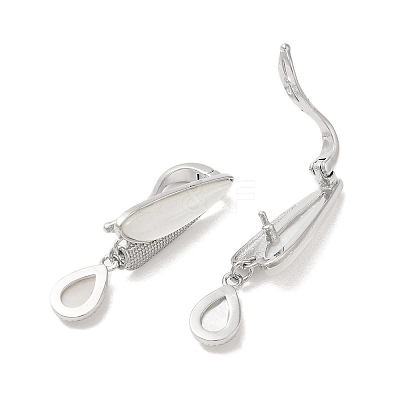 Teardrop Brass Fold Over Clasps KK-Z073-35P-01-1