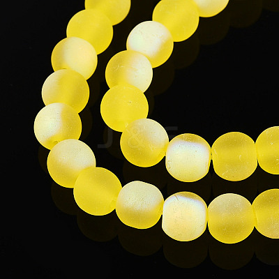 Frosted Transparent Glass Beads Strands GLAA-T032-T6mm-MBB12-1