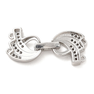 Rack Plating Brass Micro Pave Clear Cubic Zirconia Fold Over Clasps KK-H447-15P-1