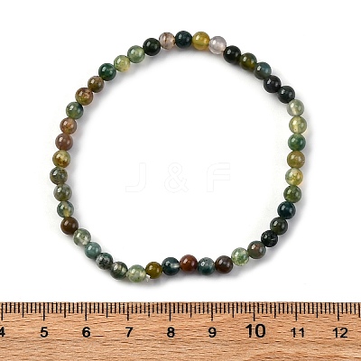 Natural Indian Agate Beaded Stretch Bracelets BJEW-A117-A-46-1