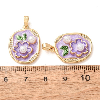 Brass Micro Pave Clear Cubic Zirconia Pendants CU-CBA805D-02G-01-1