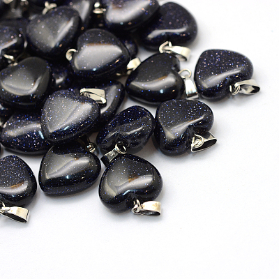 Heart Synthetic Blue Goldstone Pendants G-Q371-13-1