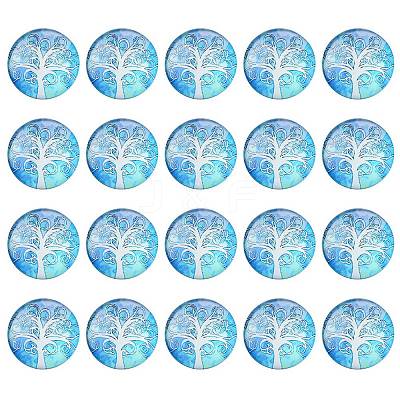 Half Round/Dome Tree Pattern Glass Flatback Cabochons for DIY Projects GGLA-YW0001-14I-1