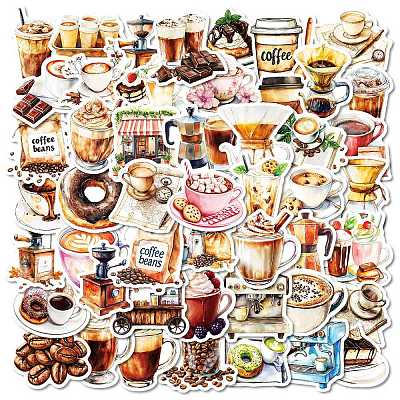 50Pcs Cartoon Coffee Paper Sticker STIC-C012-20-1