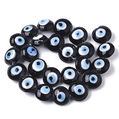 Handmade Evil Eye Lampwork Beads Strands X-LAMP-R143-04A-1