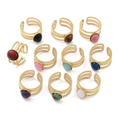 304 Stainless Steel Multi-layer Open Cuff Rings RJEW-Z078-07G-1