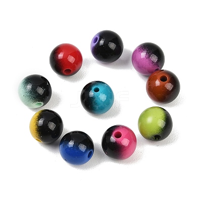 Opaque Baking Paint Acrylic Beads OACR-B051-07-1