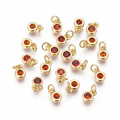 Brass with Single Cubic Zirconia Charms ZIRC-F095-03G-07-1