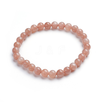 Natural Sunstone Stretch Bracelets BJEW-E373-6mm-13-1