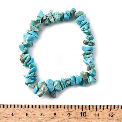 Unisex Chip Synthetic Turquoise(Dyed) Beaded Stretch Bracelets BJEW-S143-05-1
