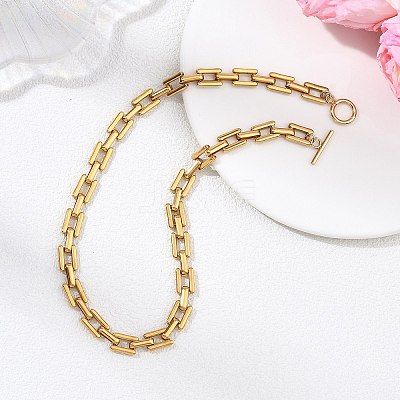 8MM 304 Stainless Steel Rectangle Link Chain Necklaces for Men Women NJEW-JN06084-1