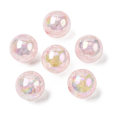 AB Color Transparent Crackle Round Acrylic Beads CACR-S006-01-1