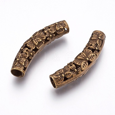 Flower Pattern Hollow Alloy Tube Beads PALLOY-K192-55AB-NF-1