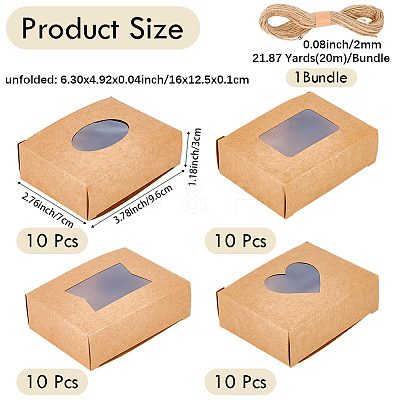 40Pcs 4 Styles Rectangle Kraft Paper Visible Window Jewelry Gift Boxes CON-BBC0001-15-1