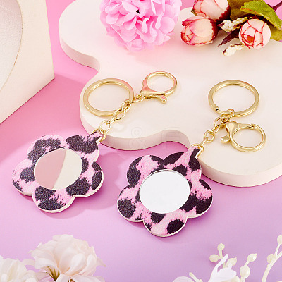 2Pcs PU Mirror Keychains KEYC-TADJ0001-05B-1