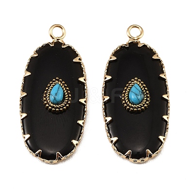 Natural Obsidian & Synthetic Turquoise Carved Pendants GG-CBA5963-02G-1