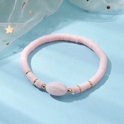 Polymer Clay Heishi Surfer Stretch Bracelet BJEW-JB10153-01-1