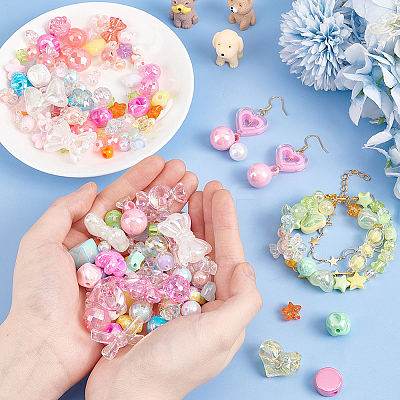 240Pcs 8 Colors Acrylic Beads MACR-PH0001-82-1
