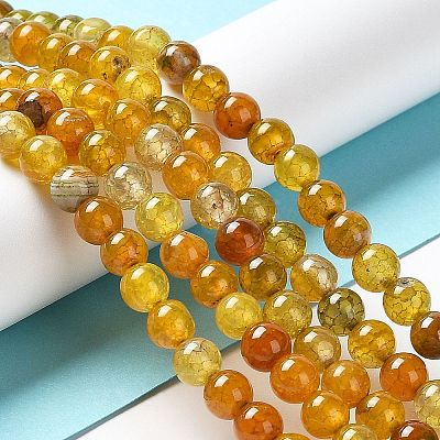 Natural Dragon Veins Agate Round Bead Strands G-J303-18-6mm-1