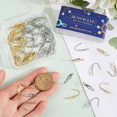 80Pcs 2 Colors 304 Stainless Steel Earring Hooks STAS-SC0009-24-1